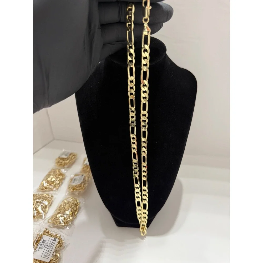figaro necklace chain 14k gold layered 27.5 inch 7.5mm lobster clasp